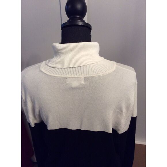 New NWT Calvin Klein Turtleneck Color Block Black white Sweater XL - Picture 5 of 6
